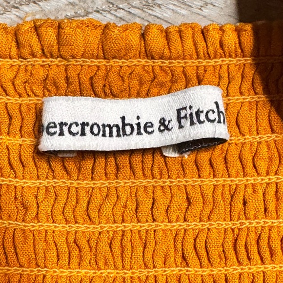 Abercrombie & Fitch Orange Polka Dot Smocked Bodice Mini Dress ST Small Tall - Picture 4 of 8